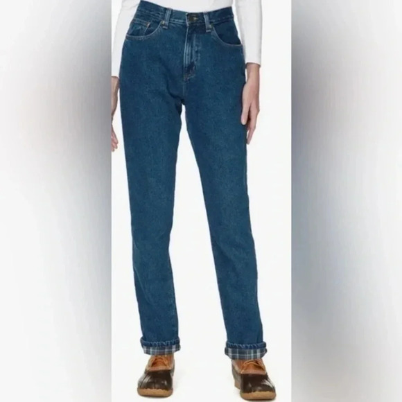 L.L. Bean original fit flannel lined blue jeans size 12T - Picture 1 of 7
